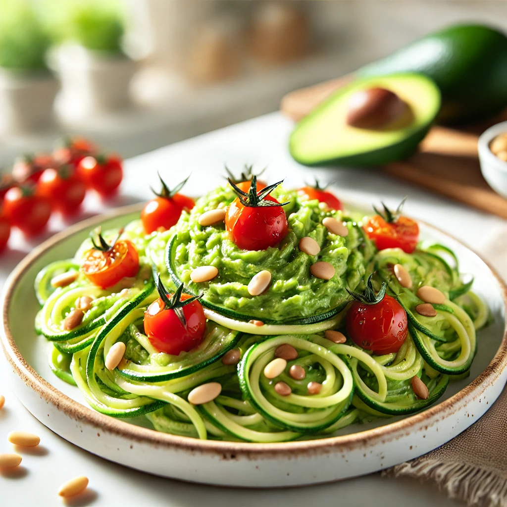 Healthy Zucchini Noodles with Creamy Avocado Sauce