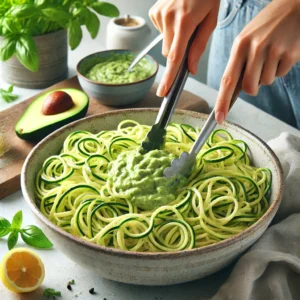 Healthy Zucchini Noodles with Creamy Avocado Sauce