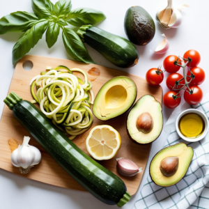 Healthy Zucchini Noodles with Creamy Avocado Sauce